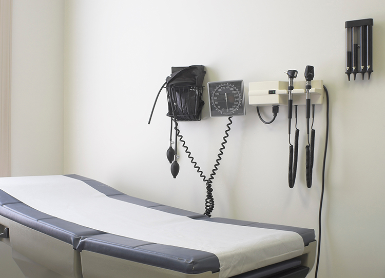 An examination room at a doctor's office.